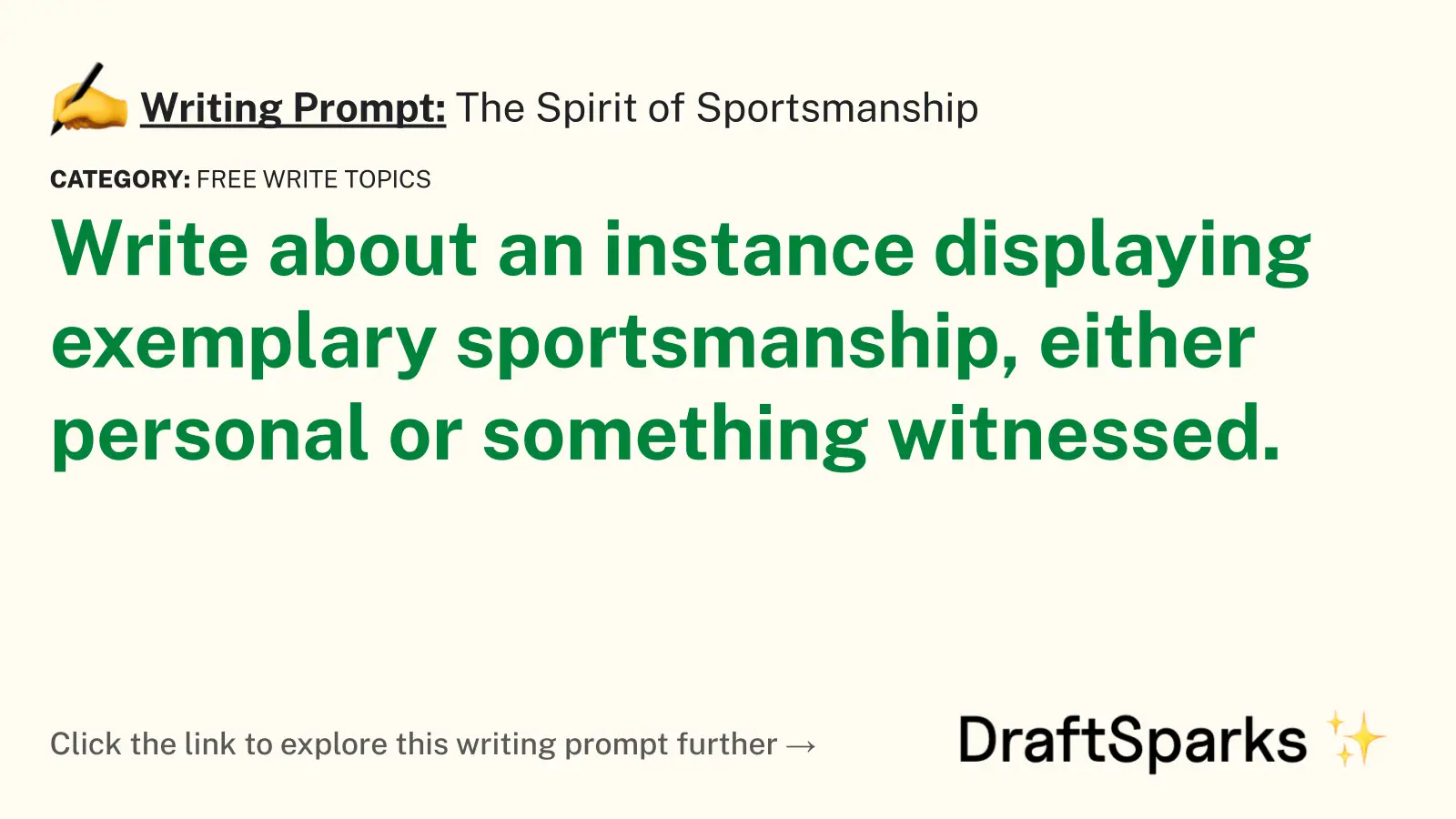 The Spirit of Sportsmanship