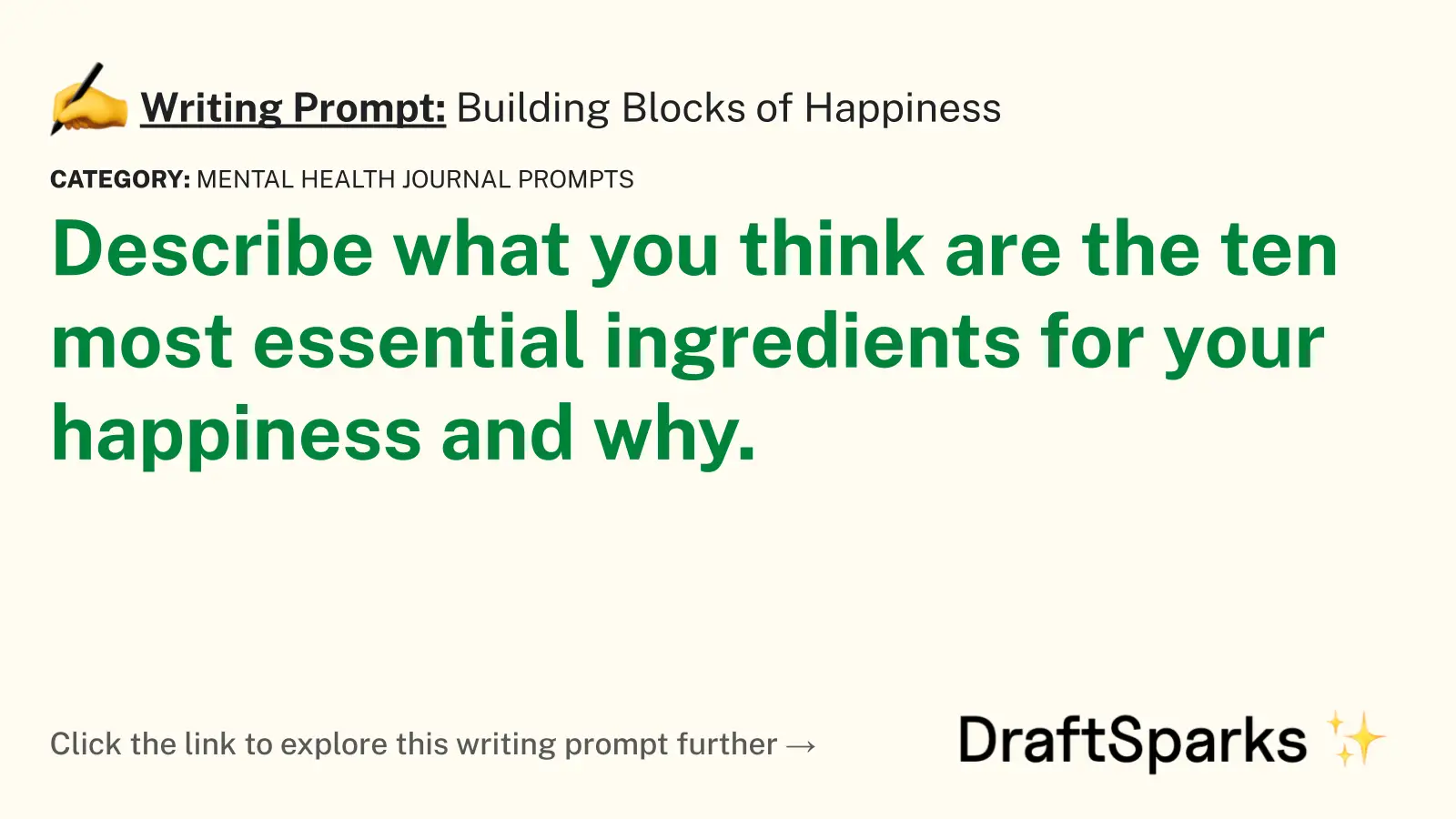 Building Blocks of Happiness